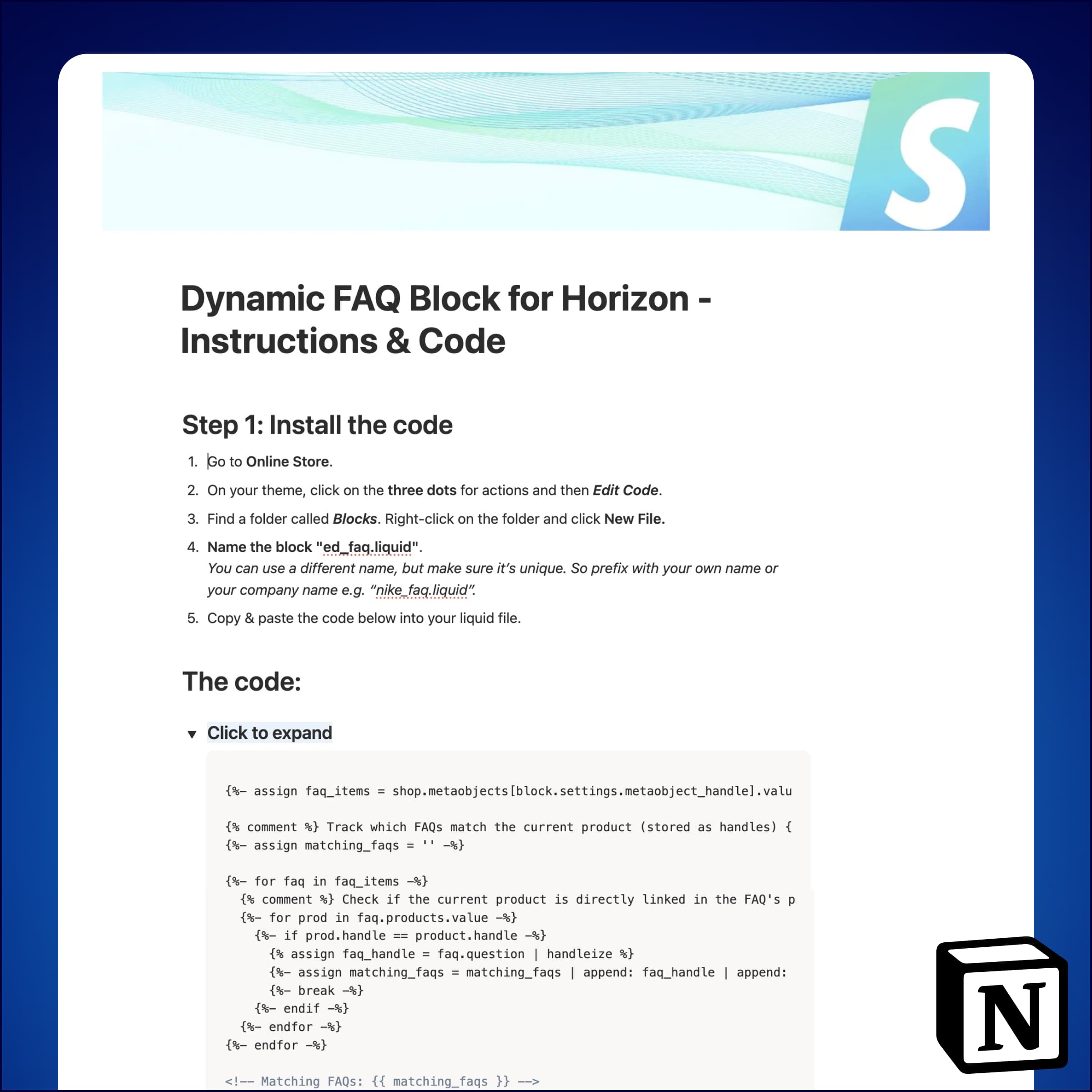 Dynamic FAQ Block for Horizon