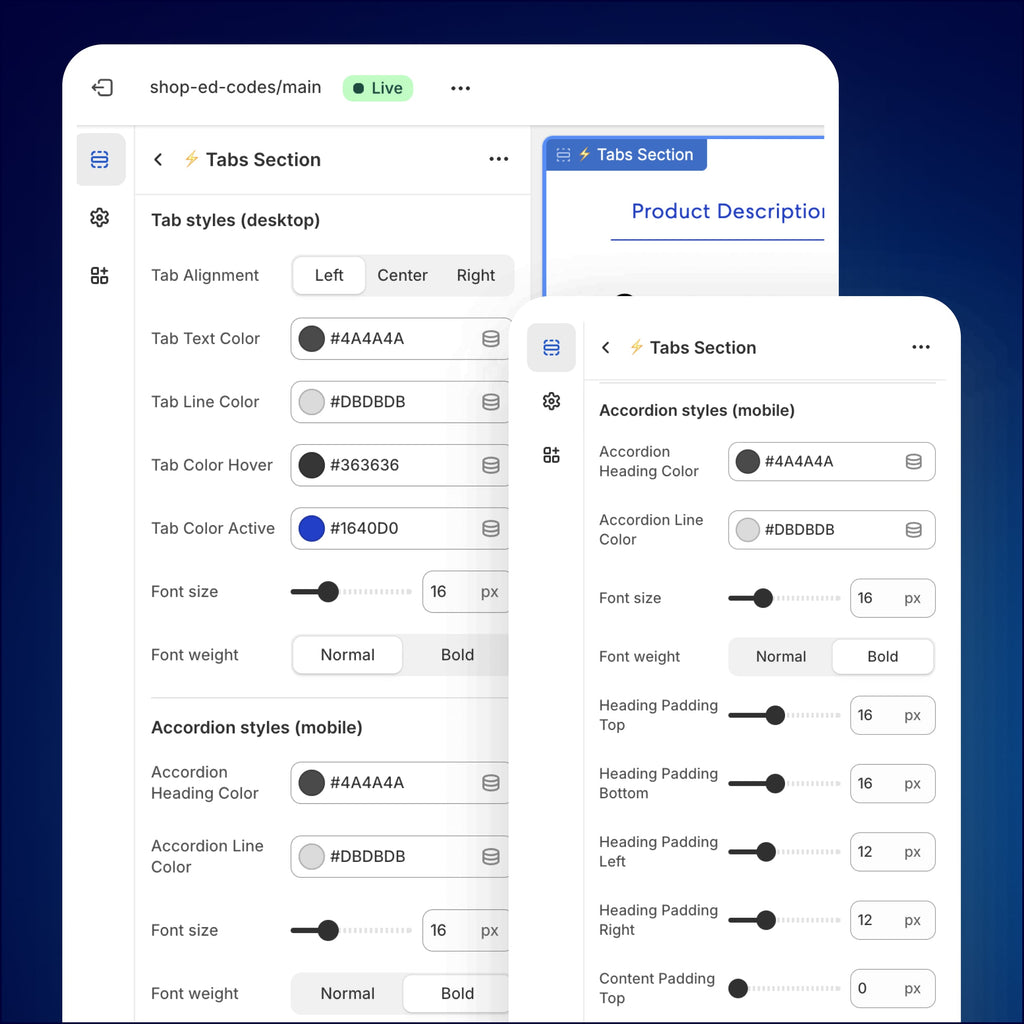 Tabs Section for Shopify